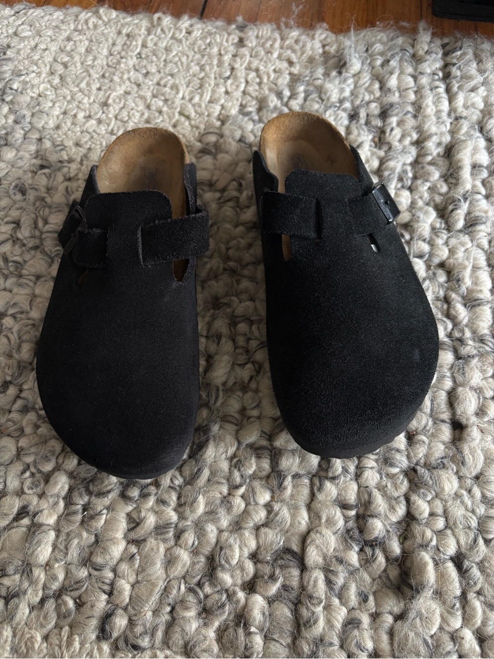 Black Birkenstock Boston Slip-On Suede Clog